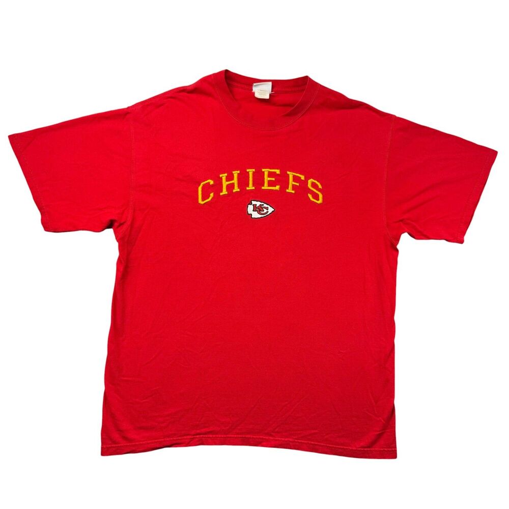 Kansas City Chiefs Shirt Men's XL Red Short Sleeve Vintage 1990s Embroidered Top